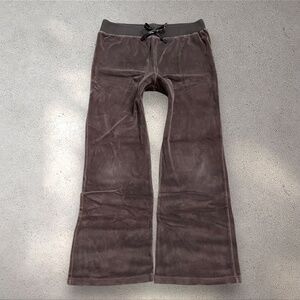 Brown Velour Wide Leg Pants